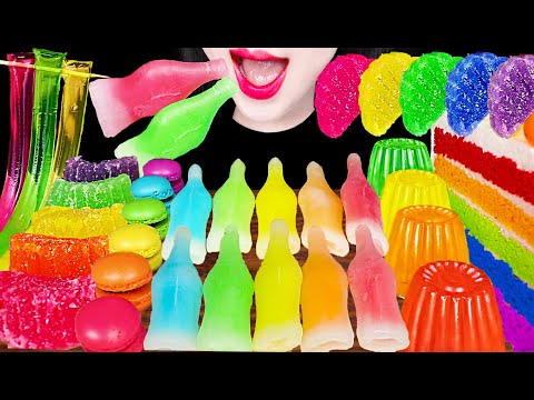 ASMR FROZEN WAX BOTTLE, JELLY NOODLES CANDY 얼린 닉클립, 젤리 국수 먹방 Mukbang, Eating