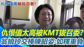 仇恨值太高被拔召委？ 翁曉玲「交棒陳昭姿」：我如釋重負！ 莊瑞雄：被國民黨打壓委屈了｜三立新聞網 SETN.com