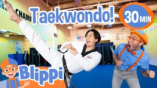 Blippi Masters a Front Kick in Taekwondo! Educational Videos for Kids