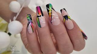 Geometric ombre nails. Simple way of achieving flawless rainbow ombre in seconds. 