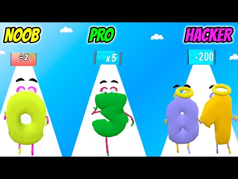 Number Race 3D - NOOB vs PRO vs HACKER