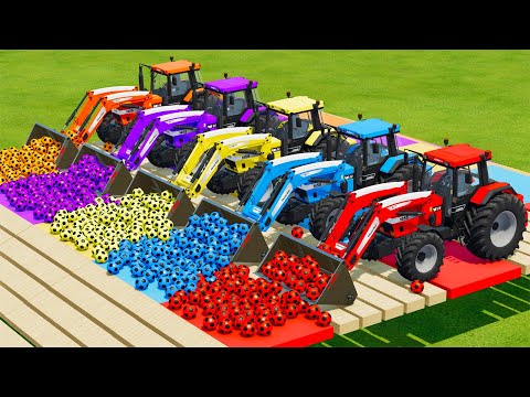 LOAD & TRANSPORT MINI SOCCER BALLS WITH CASE AND JOHN DERRE TRACTORS - Farming Simulator 22