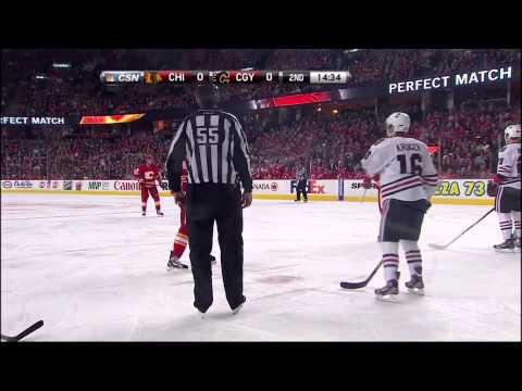 Ray Emery stops Jarome Iginla breakaway 2 Feb 2013 Chicago Blackhawks vs Calgary Flames NHL