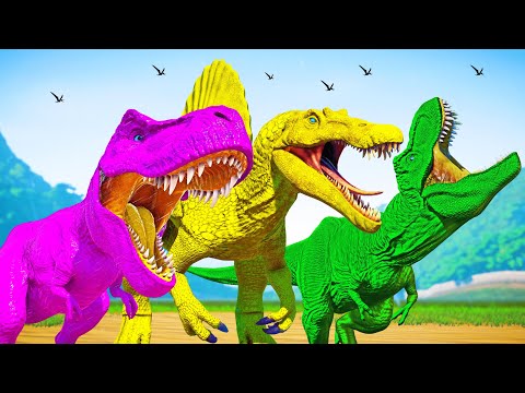 Malusaurus Vs Tyrannosaurus Rex, Indominus, Godzilla, Mosasaurus Jurassic World Dinosaurs Fight