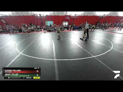 59 Lbs Cons. Round 2 - Derek Keller, Crystal Lake Wizards Wrestling Club Vs Cayden Millard, Wiscon