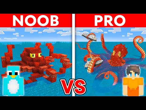 NOOB vs PRO: GIANT KRAKEN House Build Challenge in Minecraft