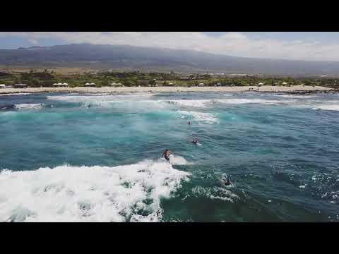 Drone footage of surfers at Pine Trees
