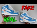 REAL VS FAKE NIKE X OFF WHITE JORDAN 1 UNC COMPARISON