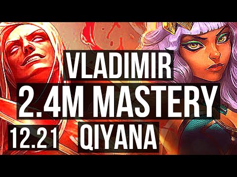 VLADIMIR vs QIYANA (MID) | 6/0/4, 2.4M mastery, 1700+ games, Dominating | EUW Master | 12.21