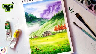 Watercolor Landscape Illustration Step by Step | Beautiful Switzerland Scenery Painting | Paint It