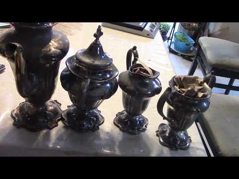 Piece Spotlight - Heavily Pitted Victor Silver Co. Quadruple Plate Art Nouveau Tea Set