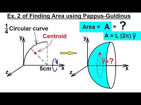 Mechanical Engineering: Centroids & Center of Gravity (27 of 35) Area=? using Pappus-Guldinus