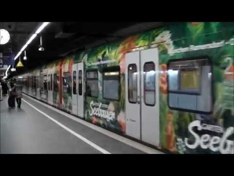 Zwei Seebauer-Werbezüge der Münchner S-Bahn am Hauptbahnhof