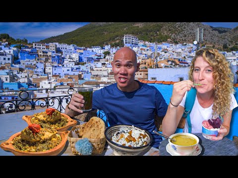 , title : 'BEAUTIFUL Moroccan Street Food Tour - TRADITIONAL CHICKEN RFISSA + BLUE CITY OF CHEFCHAOUEN, MOROCCO'