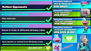 All Birthday Challenges Easy Complete Guide In Fortnite! Chapter 2 Season 4 Fast Birthday Challenges