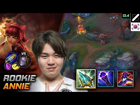 Rookie Mid Annie Build Rod of Ages First Strike - Rookie Annie Match Highlight - LOL KR 13.4