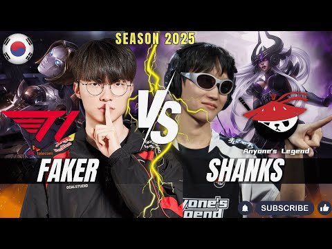 T1 Faker vs AL Shanks - Faker ORIANNA vs Shanks SYNDRA Mid - Patch 25.24 KR Ranked | lolrec