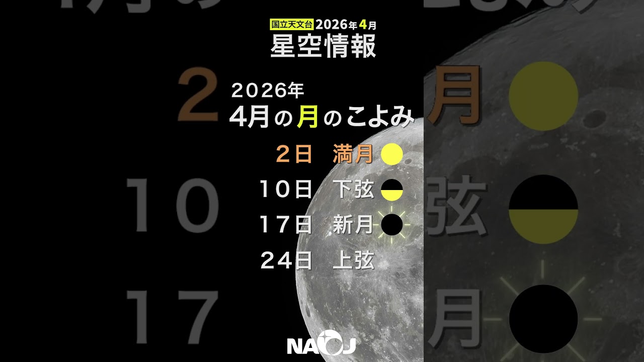 2026年4月の星空情報「月の暦」 #shorts #国立天文台