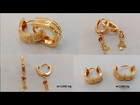 latest gold hanging bali designs with weight and price || new hoop earrings designs @gtjewellery