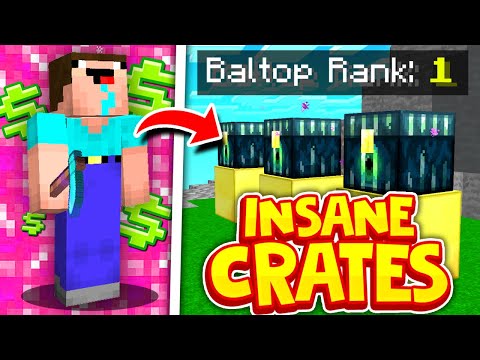 Becoming /BALTOP #1 from INSANE CRATES in MINECRAFT: SKYBLOCK | Minecraft SKYBLOCK SERVER #17
