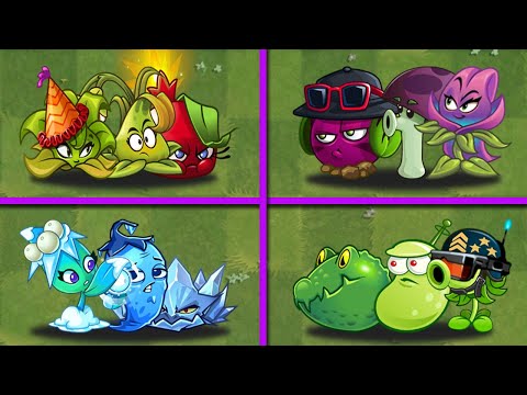4 Team Random Plants Battles Bombard_Purple_Ice_Green - PvZ 2 Team Plants vs Team Plants