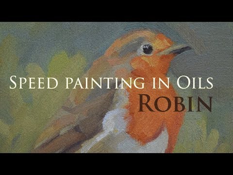 Robin - Bird speed painting time lapse [oils]