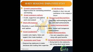 10 key reasons employees stay #hr#education#youtubeshorts#employees#growth#job#motivation #workvalue