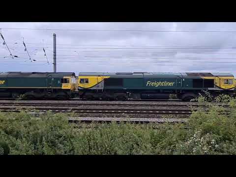 Freightliner Class 66 x4 on the East Coast Mainline.