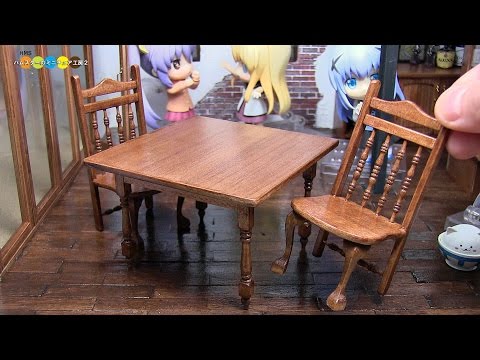 DIY Dollhouse items -  Miniature Cafe Table and Chairs　ミニチュアカフェテーブルと椅子作り Video