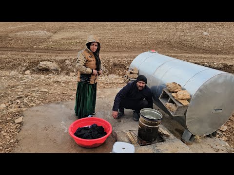 Love in a nomadic tent; washing clothes and hot soup in the cold