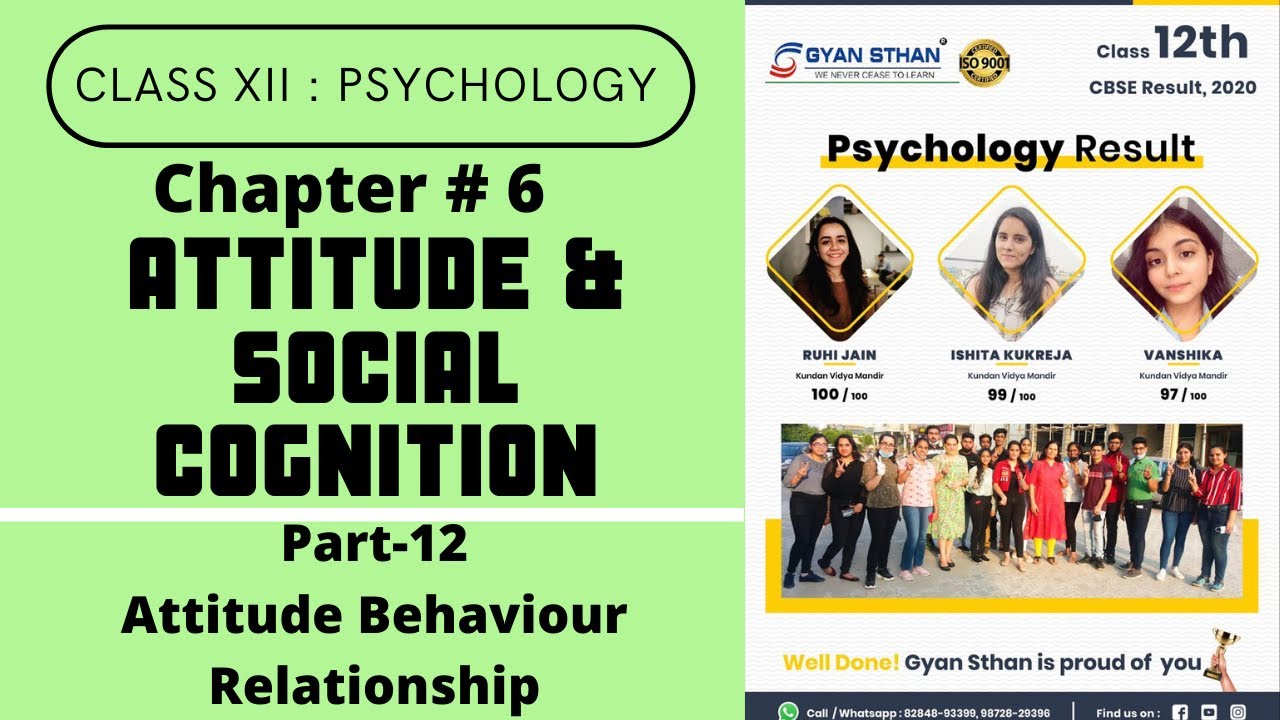 ||Chapter# 6: Attitude & Social Cognition|Attitude Behaviour Relationship |Class 12|Psychology||
