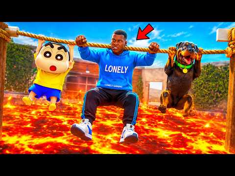 Franklin Saves Shinchan from the Volcano Lava Tsunami in GTA 5!