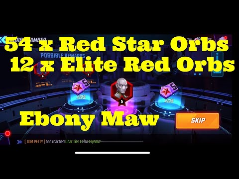 54x Ebony Maw Red Star + 12x Elite Red Stars Orbs Opening - Marvel Strike Force - Free to Play
