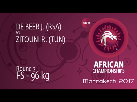 Round 3 FS - 96 kg: J. DE BEER (RSA) df. R. ZITOUNI (TUN) by TF, 10-0