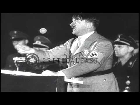 New German Chancellor Adolf Hitler at a victory celebration in Germany and a prot...HD Stock Footage
