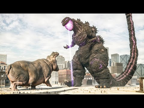 Shin Godzilla vs Giant Hippo - Super Massive Godzilla Enters the Scene