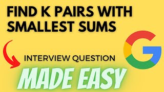 YouTube video 'Find K Pairs with Smallest Sums - Leetcode 373 - Python'