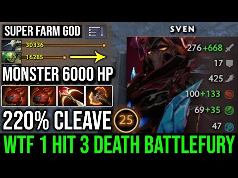 WTF 6000 HP Battlefury Sven 220% Cleave Damage | 40Kills 1 Hit 3 Death by TOP 3 MMR Forev DotA 2 WTF