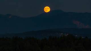 Moonrise Tonight over the Karawanken Mountains In Austria