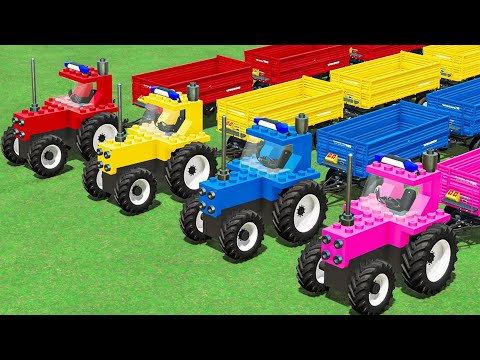 Work with Colors! TRANSPORT & LOAD SUGARCANE with LEGO TRACTORS! Farming Simulator 22