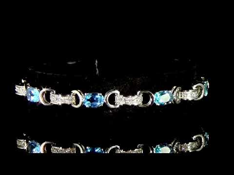 Lady's 14k White Gold 8ct (TW) Blue Topaz and Diamond Bracelet