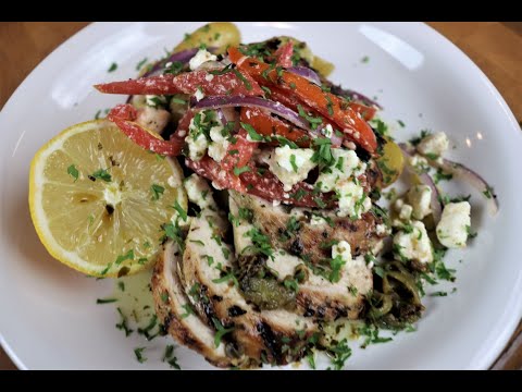 Greek Chicken! Greek potatoes! Lemon Juice! Feta! Red Onion! Garlic! Cast Iron! Weber Kettle!