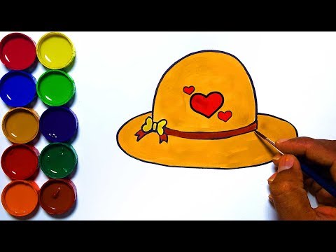 draw and color girls hat simple painting lessons for children - Lesson 167