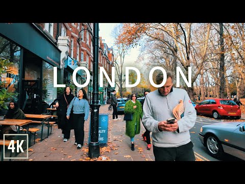 🇬🇧 London Autumn Walk 🍁 Hampstead to Belsize Park 4K