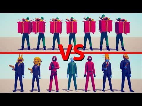 PRESENT ELF Team vs SQUID GAME Team - Totally Accurate Battle Simulator TABS