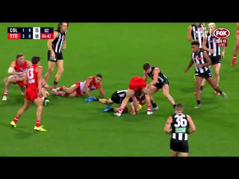 Dylan Stephens takes the hit for his first goal