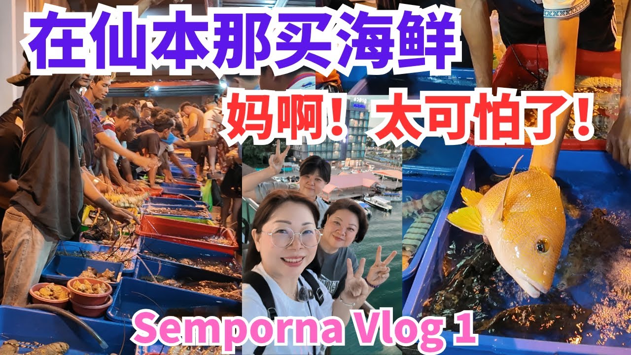 🇲🇾沙巴Semporna Travel Vlog Day 1 Seafood Market 姐妹勇闯仙本那海鲜市场买海鲜去加工却被自己蠢笑了！三姐妹穷游仙本那的第一天 #沙巴 #仙本那 #仙本那海鲜
