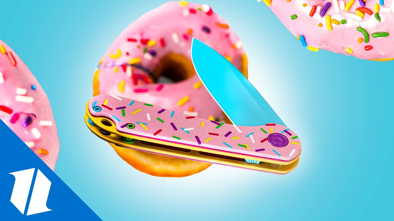 CIVIVI Elementum Dessert Warrior® Exclusive Knife Pink G-10 (2.9" Blue) Donut