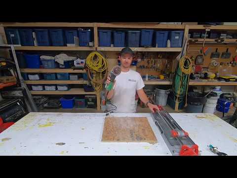 Part of a video titled How To Cut Tile With An Angle Grinder - YouTube