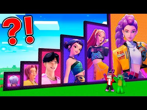 JJ and Mikey PORTALS Rumi , Mira , Zoey Kpop Demon Hunter in Minecraft Maizen